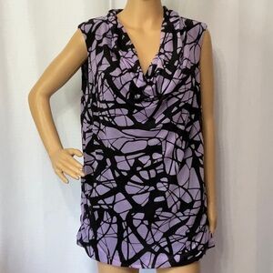 Dana Buchman Purple and Black Abstract Sleeveless Women Top Size XL